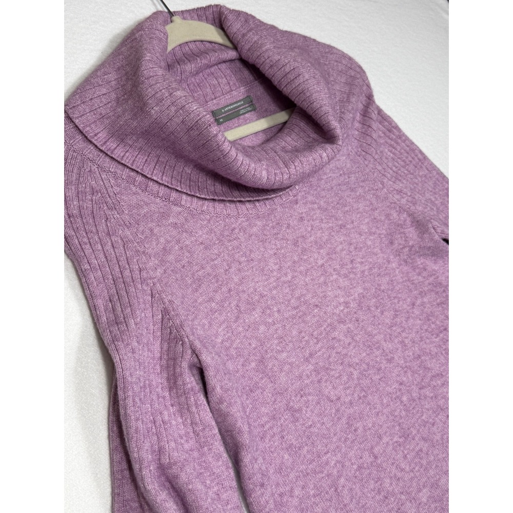 By Anthropologie Lavender Cowl Neck Ribbed Sleeve Sweater XS